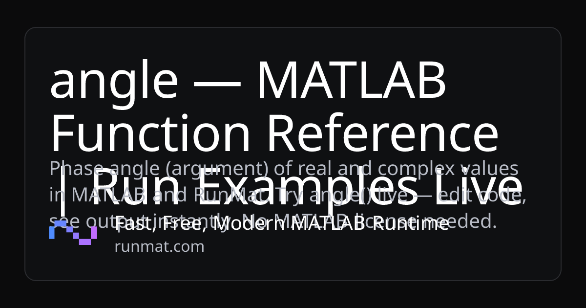 angle — MATLAB Function Reference | Run Examples Live | RunMat