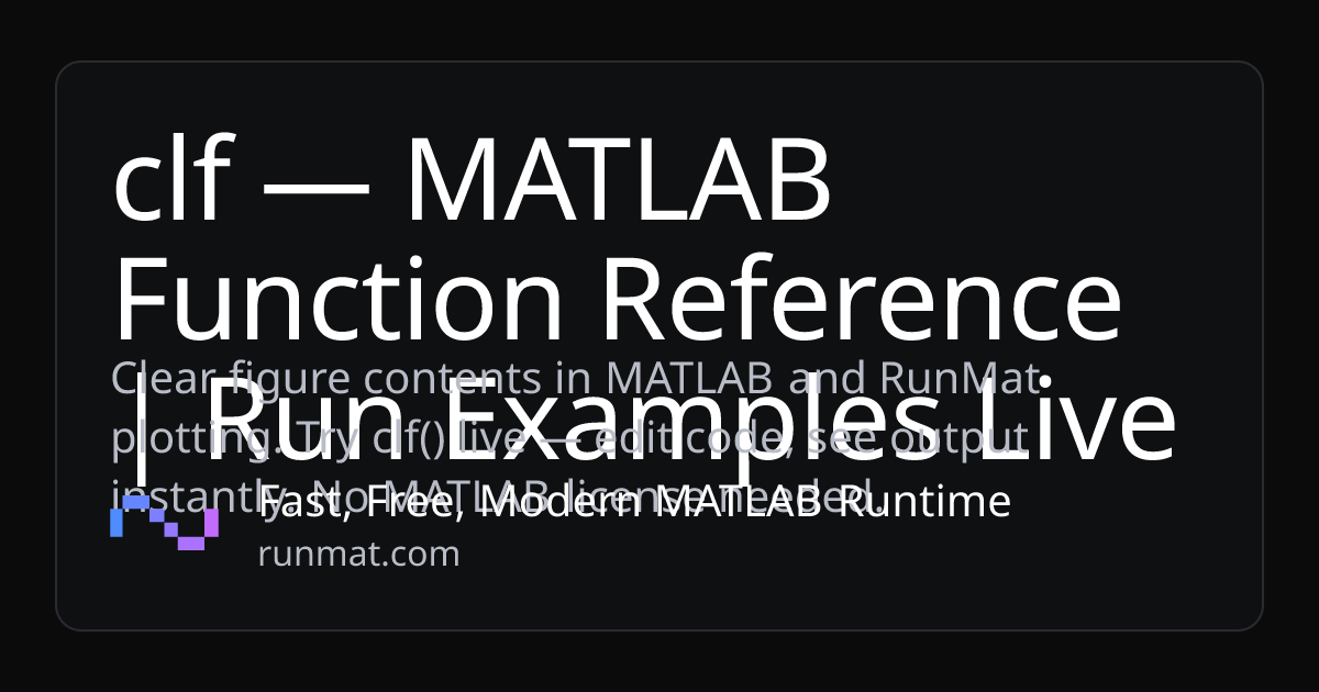 clf — MATLAB Function Reference | Run Examples Live | RunMat