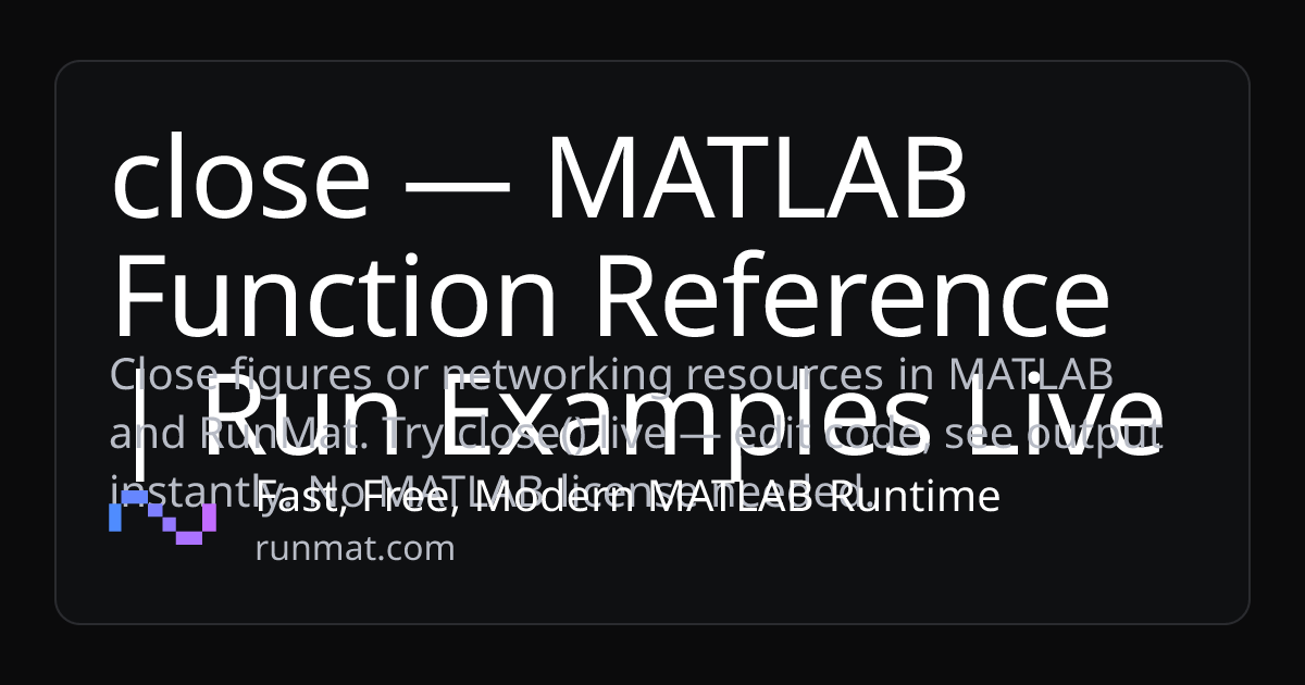 close — MATLAB Function Reference | Run Examples Live | RunMat