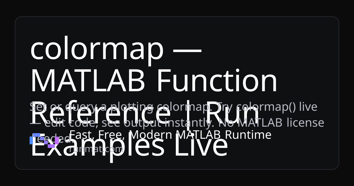 colormap — MATLAB Function Reference | Run Examples Live | RunMat