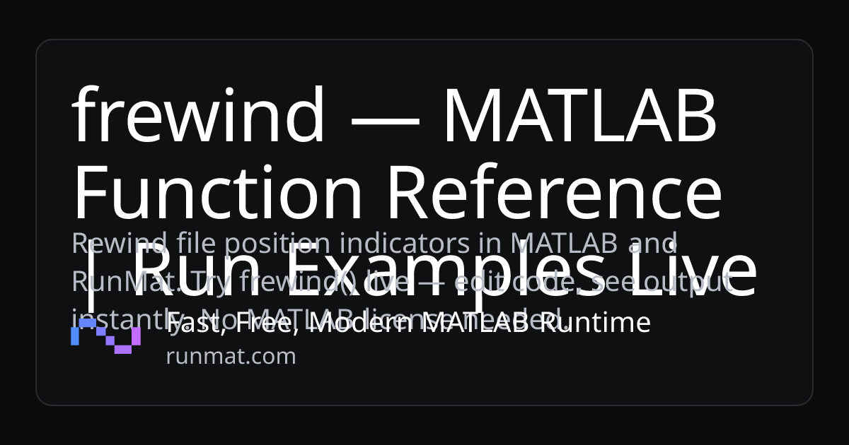 frewind — MATLAB Function Reference | Run Examples Live | RunMat