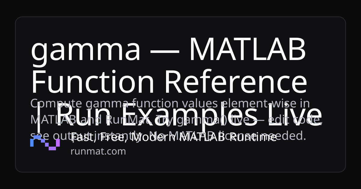 gamma — MATLAB Function Reference | Run Examples Live | RunMat