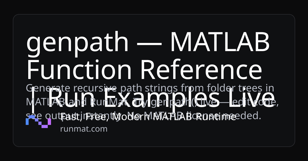 genpath — MATLAB Function Reference | Run Examples Live | RunMat