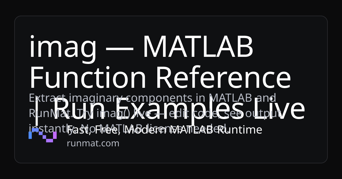 imag — MATLAB Function Reference | Run Examples Live | RunMat