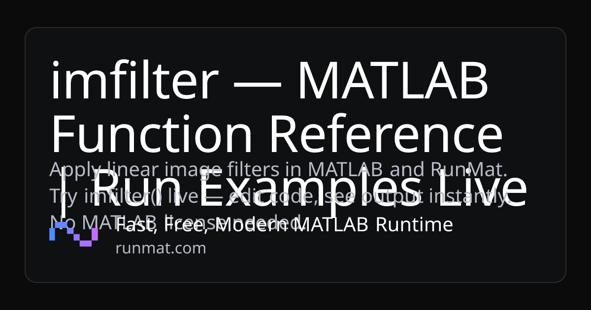 imfilter — MATLAB Function Reference | Run Examples Live | RunMat