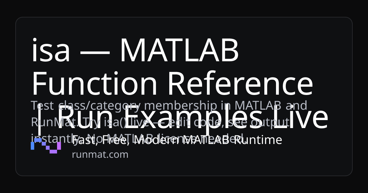 isa — MATLAB Function Reference | Run Examples Live | RunMat