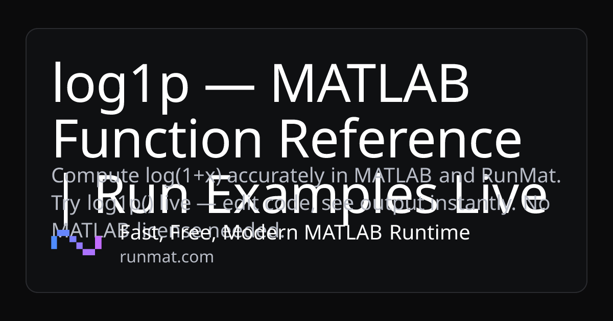 log1p — MATLAB Function Reference | Run Examples Live | RunMat