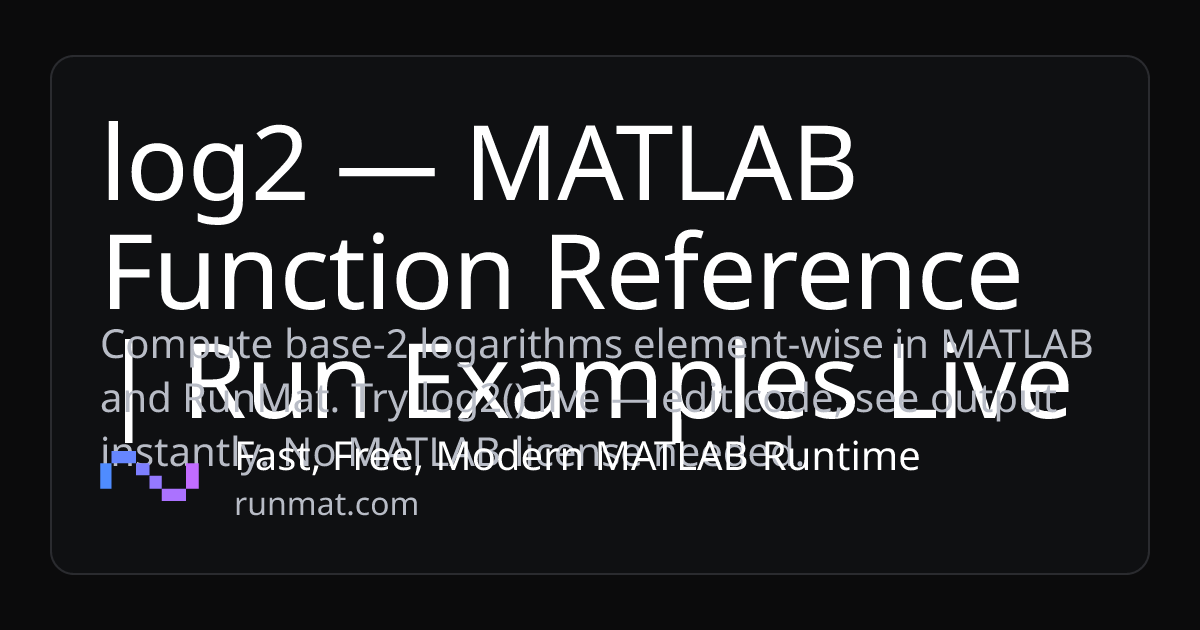 log2 — MATLAB Function Reference | Run Examples Live | RunMat