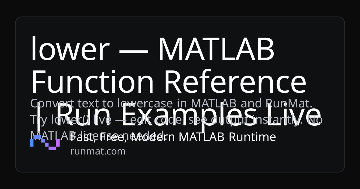 lower — MATLAB Function Reference | Run Examples Live | RunMat