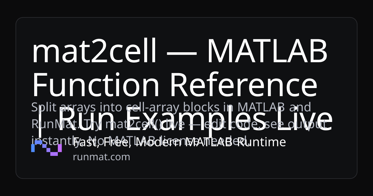 mat2cell — MATLAB Function Reference | Run Examples Live | RunMat