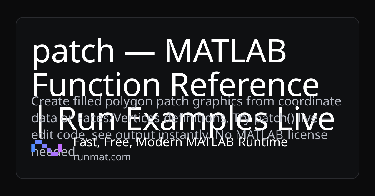 patch — MATLAB Function Reference | Run Examples Live | RunMat