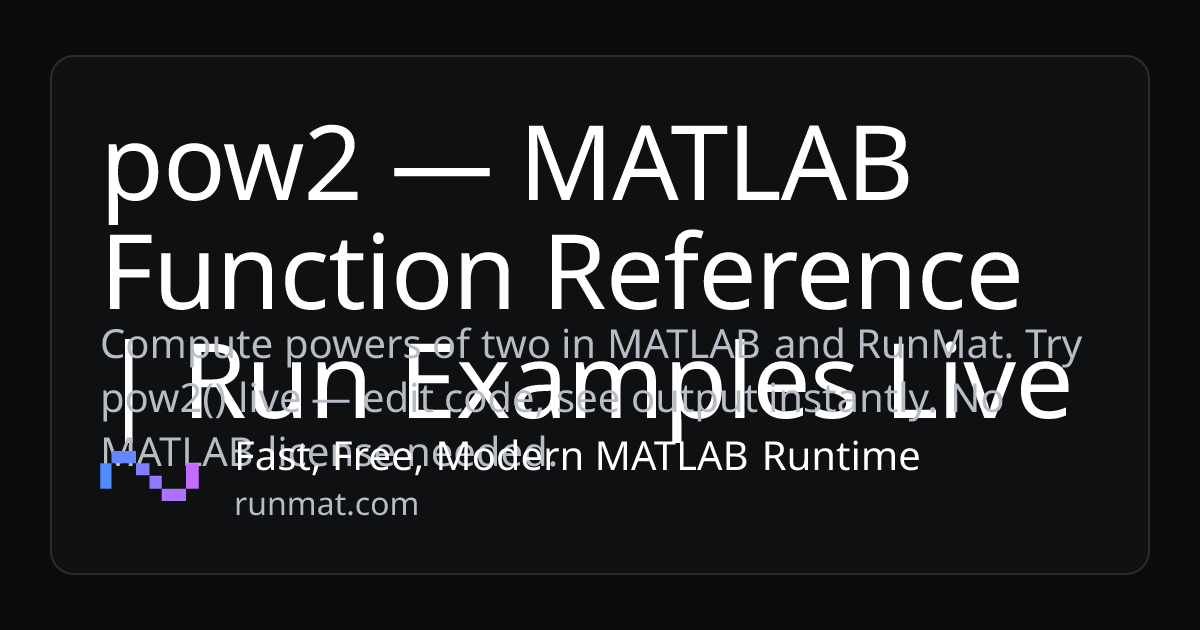 pow2 — MATLAB Function Reference | Run Examples Live | RunMat