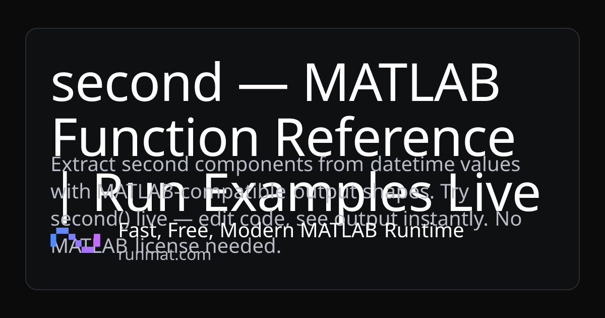 second — MATLAB Function Reference | Run Examples Live | RunMat