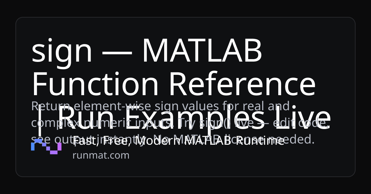 sign — MATLAB Function Reference | Run Examples Live | RunMat