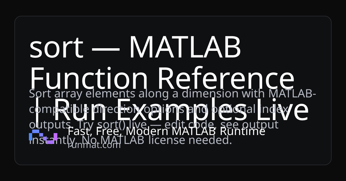 sort — MATLAB Function Reference | Run Examples Live | RunMat
