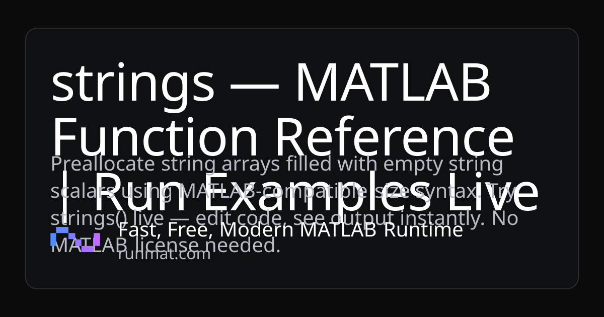 strings — MATLAB Function Reference | Run Examples Live | RunMat
