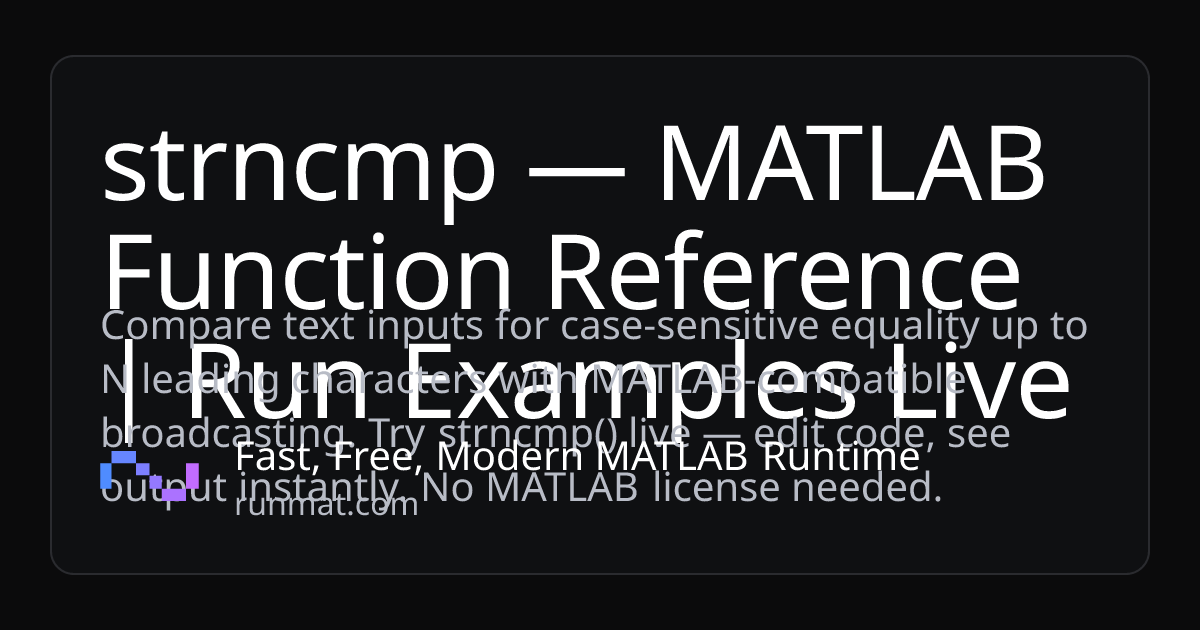 strncmp — MATLAB Function Reference | Run Examples Live | RunMat